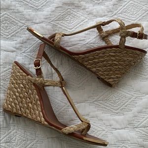 Mia Tan & Gold Wedge Sandals